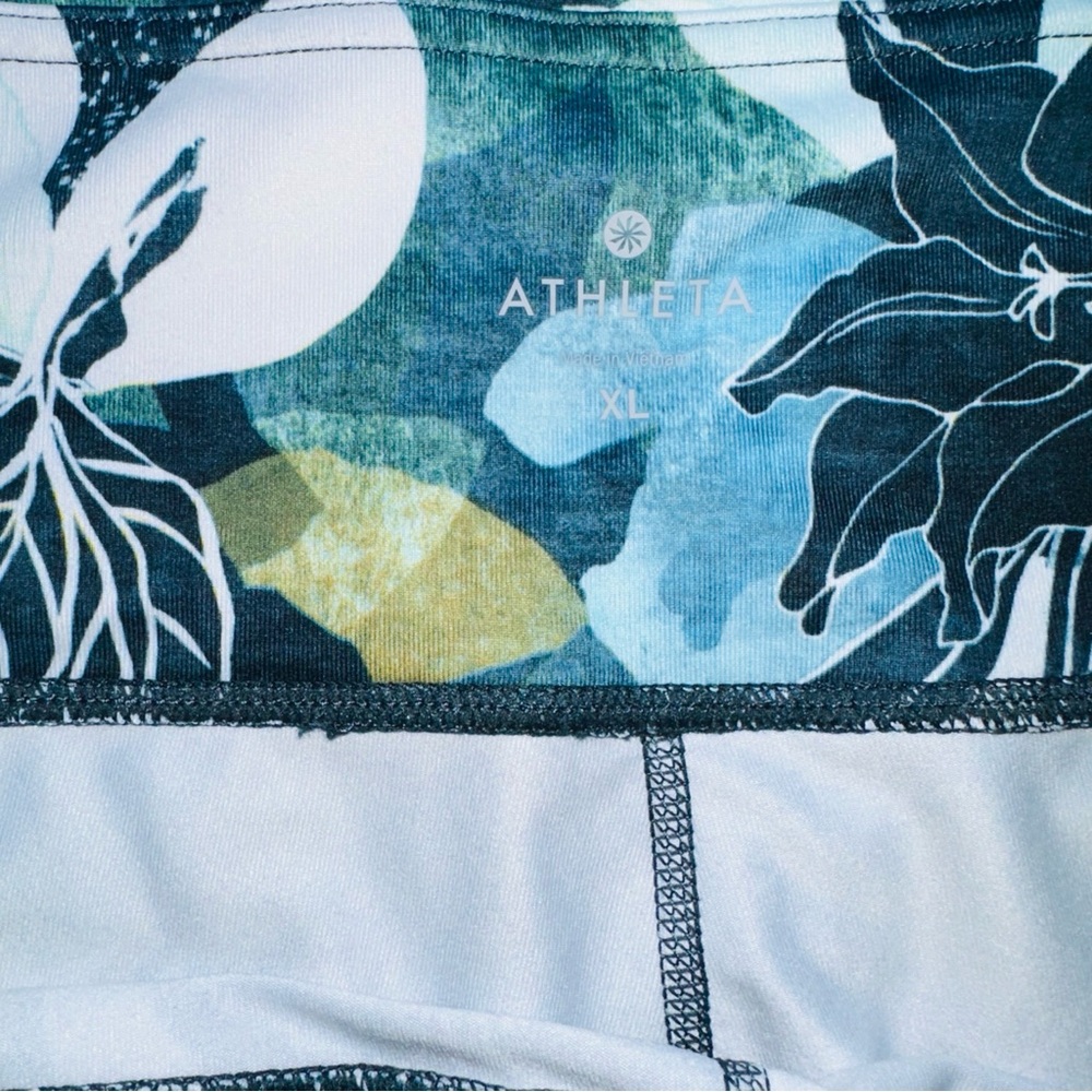 Athleta Floral Leggings XL Workout Yoga High Rise Mesh Chaturanga 7/8 Tight - Picture 12 of 13